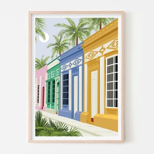 Arte de Venezuela, cartel de la Calle de Carabobo en Maracaibo, arte mural del Caribe tropical, impresión de arte latino, impresión de ilustración, tamaño A3, A4, A4, A6 cuadrado