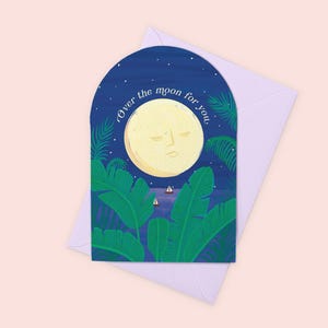Carte de félicitations pour dire que vous êtes sur la lune, parfaite pour un nouvel emploi, une carte pour un nouveau bébé, une carte de félicitations pour une grossesse