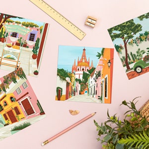 Ansichtkaarten Mexico Mexicaanse postkaarten set Mexico ansichtkaarten Puerto Vallarta Miniafdrukken San Miguel De Allende kunst kleine afdrukken