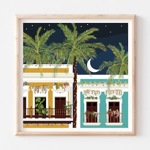 Puerto Rico Wall Art, Puerto Rico Art, Puerto Rico Gift, Puerto Rico Print, Boricua, Latin Art Print, Balcony Print, Illustration Print
