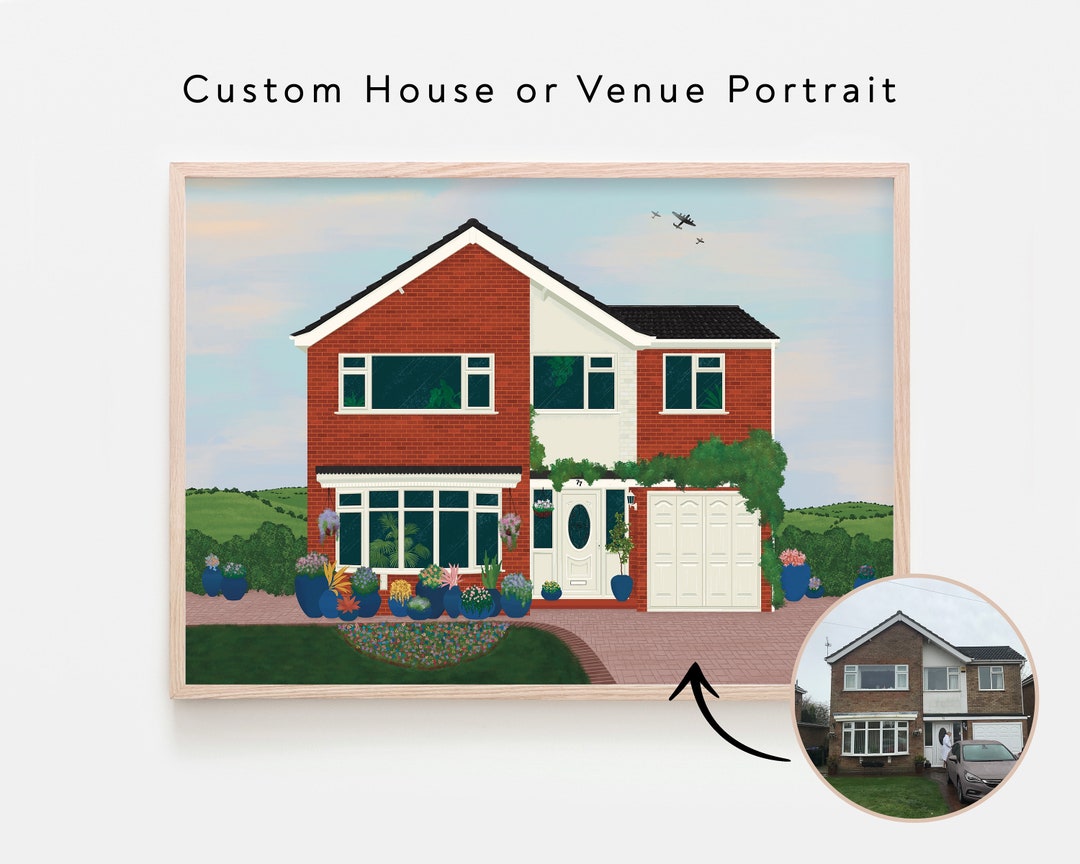 Personalized Digital House Portrait: Custom Venue Illustration for Home ...