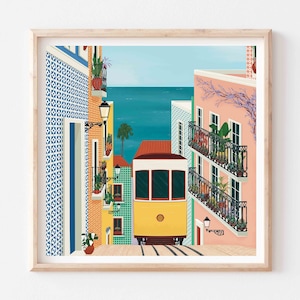 Lisbon Art, Portugal Poster, Lisbon Wall Art, Portugal Wall Art, Lisbon Tram Poster, Lisbon Portugal, Lisbon Illustration Print