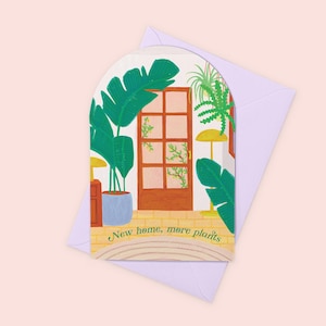 Cartão de casa nova com mais plantas, cartão engraçado de casa nova, cartão de apartamento para pais de plantas, cartão de mudança de casa para amantes de plantas, cartão de inauguração de casa, cartão de primeira casa