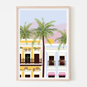 Puerto Rico Wall Art, Puerto Rico Art, Puerto Rico Gift, Puerto Rico Print, Boricua, Latin Art Print, Balcony Print, Illustration Print, A4