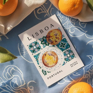 Lisboa Pasteis de Nata Art Print, Lisboa Pastel De Nata, Custard Tart Print, Pastelería Portuguesa, Comida Portuguesa, Postre Portugués