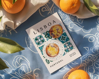 Lisboa Pasteis de Nata Art Print, Lisboa Pastel De Nata, Custard Tart Print, Pastelería Portuguesa, Comida Portuguesa, Postre Portugués