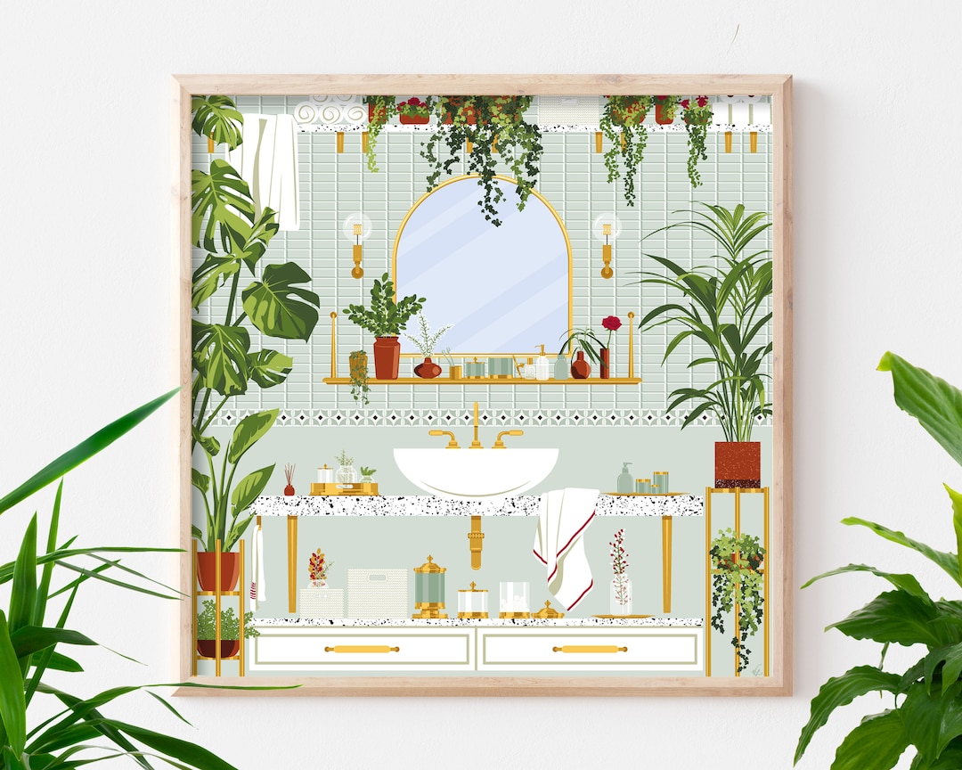 Preppy Bathroom Art Botanical Bathroom Poster Aesthetic Room - Etsy