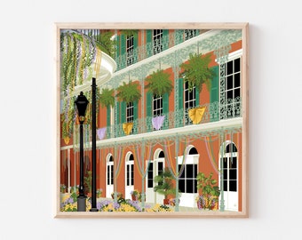 Bourbon Street New Orleans Poster, New Orleans Print, New Orleans Art, New Orleans Wall Art, New Orleans French Quarter, Nola Wall Art