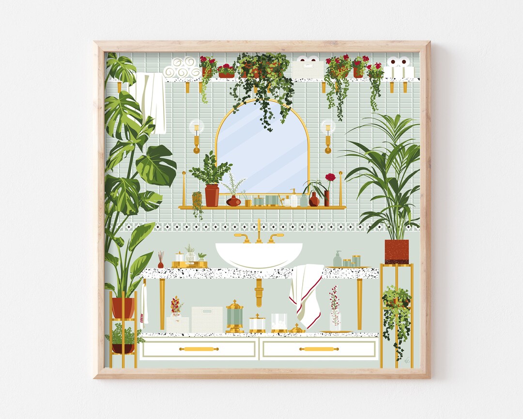 Preppy Bathroom Art Botanical Bathroom Poster Aesthetic Room - Etsy UK