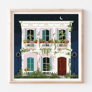 Poster da parete "Notte a New Orleans", poster da parete "Nola", stampa di illustrazioni magiche, poster da parete "Louisiana"