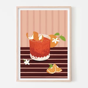 Negroni konsttryck, citruscocktailposter för hemmabar, väggdekor, happy hour och barvagn, snygg present, A5 A4 A3 A2