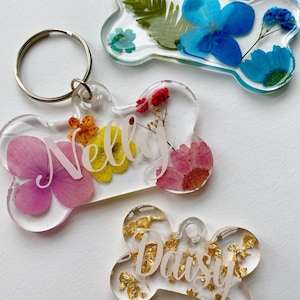 Dog tag / personalised dog tag / resin tag / floral dog tag / floral dog accessories / pet accessories/ floral pet accessories