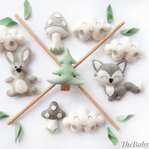 Baby Mobile "Forest Animals". Baby mobile, Baby shower gift, New baby gift, Felt animals toy, baby mobile woodland, forest mobile