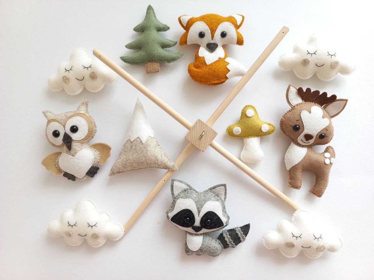 Baby Mobile "Forest Animals". Baby mobile, Baby shower gift, New baby gift, Felt animals toy, baby mobile woodland, forest mobile