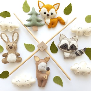 Baby Mobile "Forest Animals". Baby mobile, Baby shower gift, New baby gift, Felt animals toy, baby mobile woodland, forest mobile