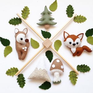 Baby Mobile "Forest Animals". Baby mobile, Baby shower gift, New baby gift, Felt animals toy, baby mobile woodland, forest mobile