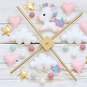 Baby mobile Unicorn.  Felt mobile, felt unicorn, felt baby gift, felt toy, Unicorn baby mobile