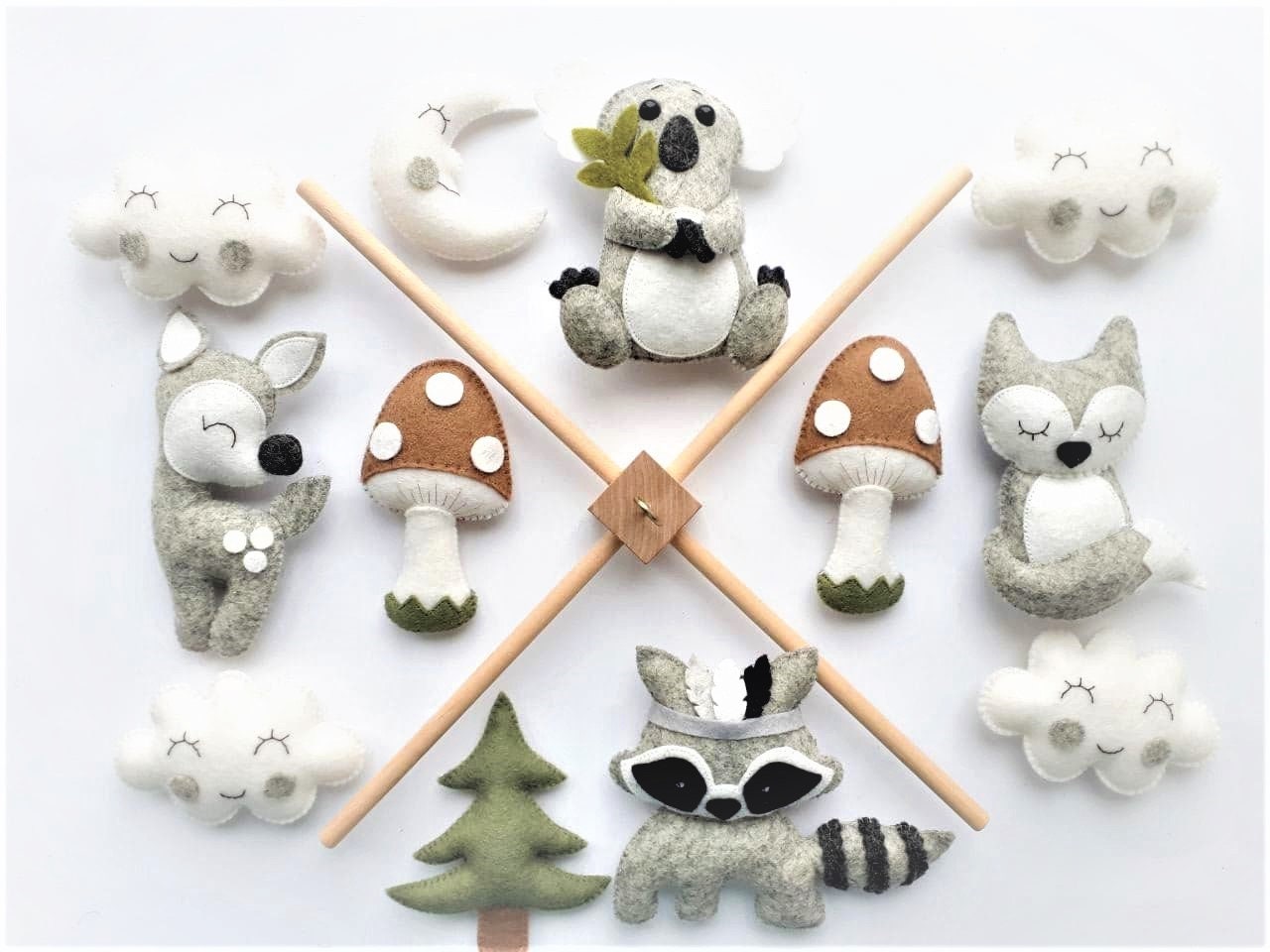 Baby Mobile "Forest Animals". Mobile, Shower Gift, New Baby Felt Animals Toy, Mobile Woodland, Forest
