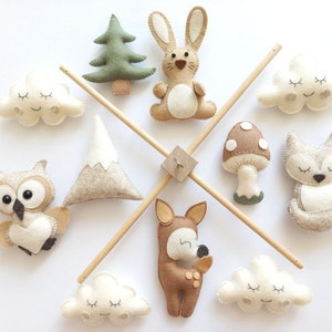 Baby Mobile "Forest Animals". Baby mobile, Baby shower gift, New baby gift, Felt animals toy, baby mobile woodland, forest mobile