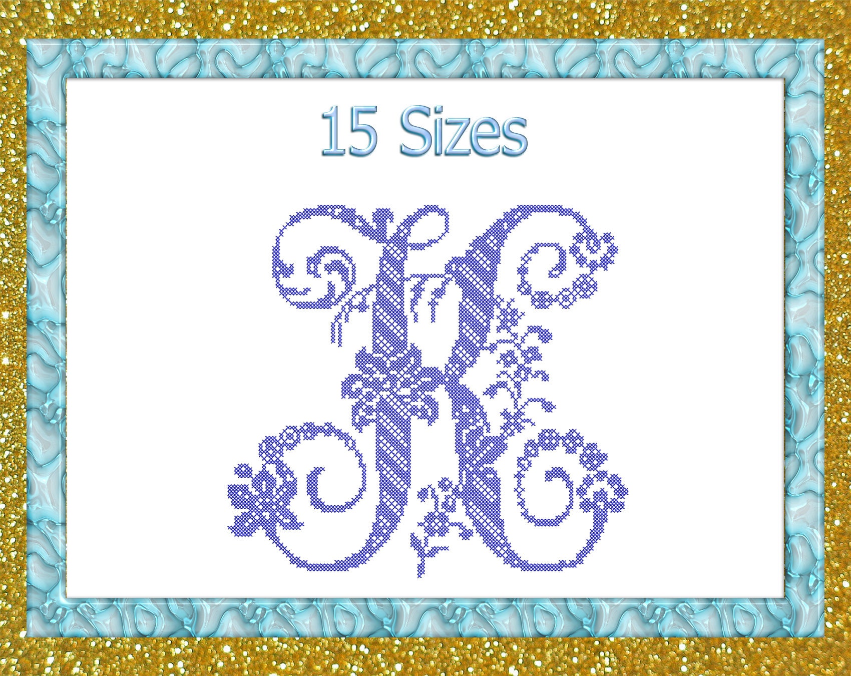 Letter K machine embroidery design style of Classic cross Etsy