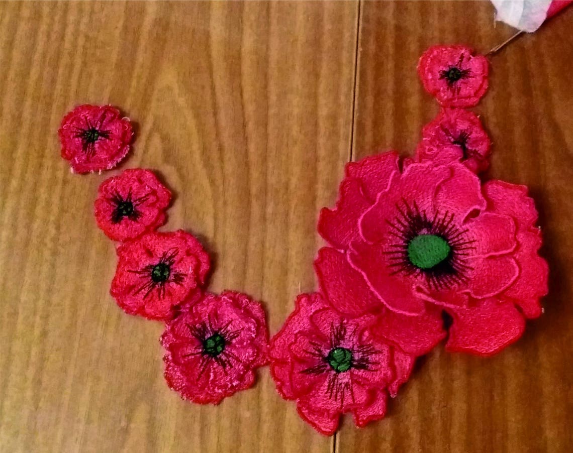 FSL Poppy Free standing lace embroidery design 3D Poppy Etsy