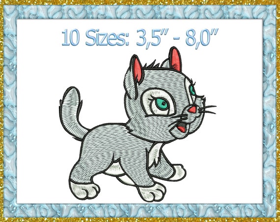 Cat Machine Embroidery Design 5 size INSTANT DOWNLOAD