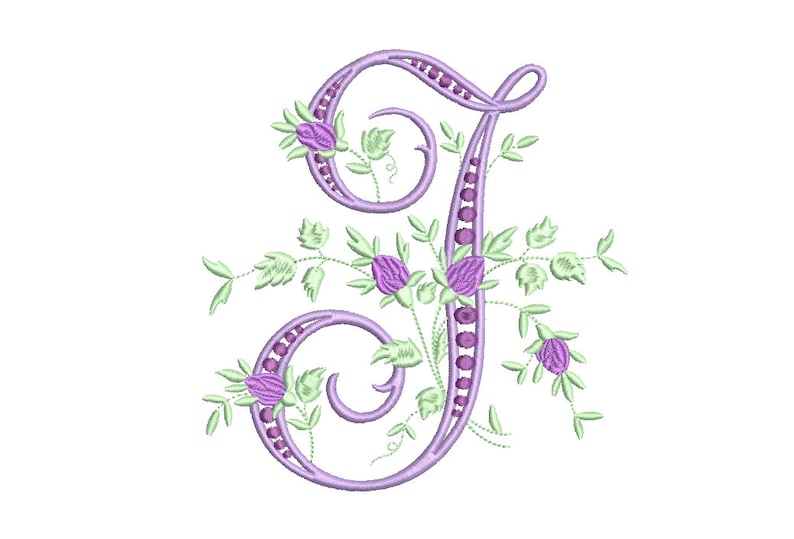 Letter J embroidery Fancy Vine Monogram Embroidery J Etsy