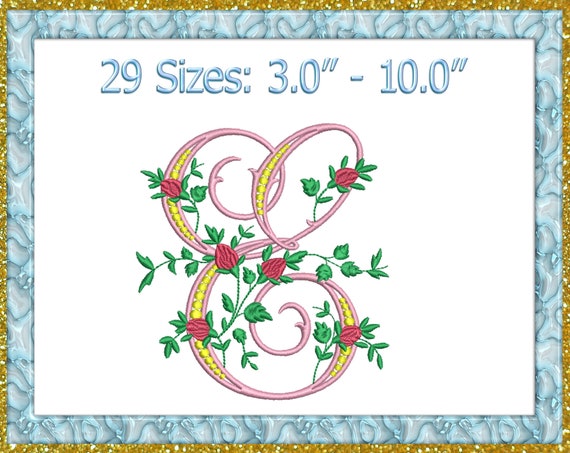 E Monogram Embroidery Design Letter E Beautiful Alphabet Font Etsy