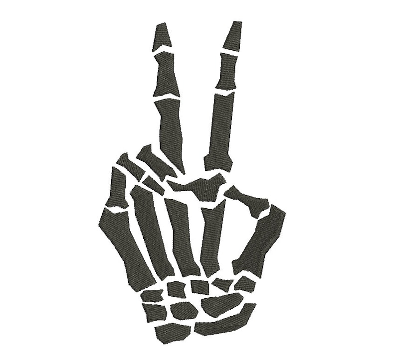 Skeleton hand embroidery design skeleton hand peace sign  etsy Skeleton hand embroidery design skeleton hand peace sign  etsy
