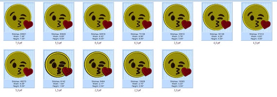 Blowing Kiss Emoji Machine Embroidery Design Heart Kiss Emoji Etsy