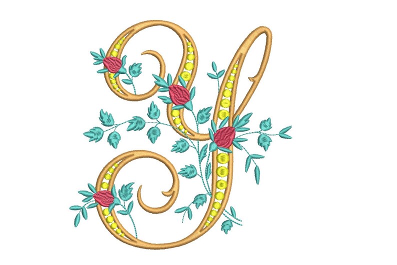 Letter Y Machine Embroidery Design Monogram Embroidery Design Etsy