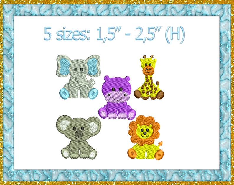 Jungle Safari Animals Machine Embroidery Design Zoo Animal Etsy