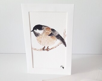 Hand painted greeting card, Watercolour bird card, Handmade greeting card.