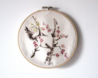 Frame with hand painted Cherry tree, Frame for decoration, Wall decoration, Cherry tree.