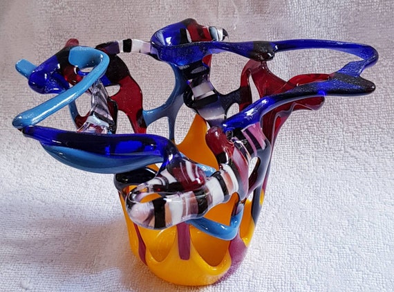 Fused Glass Vase Or Candle Holder Etsy
