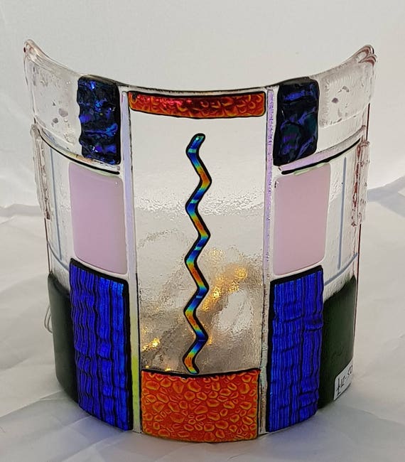Christmas Candle Shade In Colourful Fused Dichroic Glass Etsy
