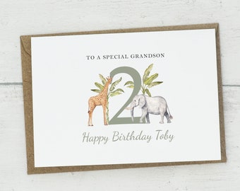 Safari age birthday card, safari card boy/girl, childrens birthday card, A6, Blank inside