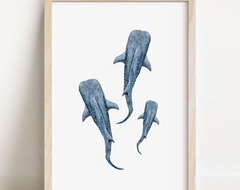 Whale shark print, whale shark art, whale print, shark print, ocean print, A5 or A4
