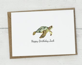 Sea turtle birthday card, turtle birthday card, Happy birthday card, A6