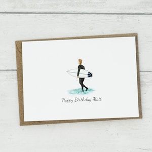 Personalised Surfer card, surfer, surf card, surf greetings card, surfer birthday card
