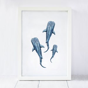 Whale shark print, whale shark art, whale print, shark print, ocean print, A5 or A4 image 2