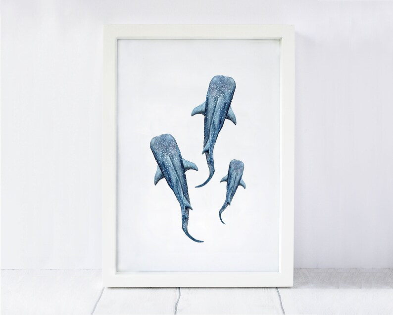 Whale shark print, whale shark art, whale print, shark print, ocean print, A5 or A4 image 2