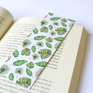 Palm leaf bookmark, plant bookmark, tropical bookmark, patterned bookmark, small gifts image 1