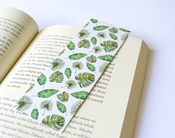 Palm leaf bookmark, plant bookmark, tropical bookmark, patterned bookmark, small gifts