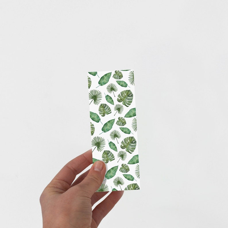 Palm leaf bookmark, plant bookmark, tropical bookmark, patterned bookmark, small gifts image 3