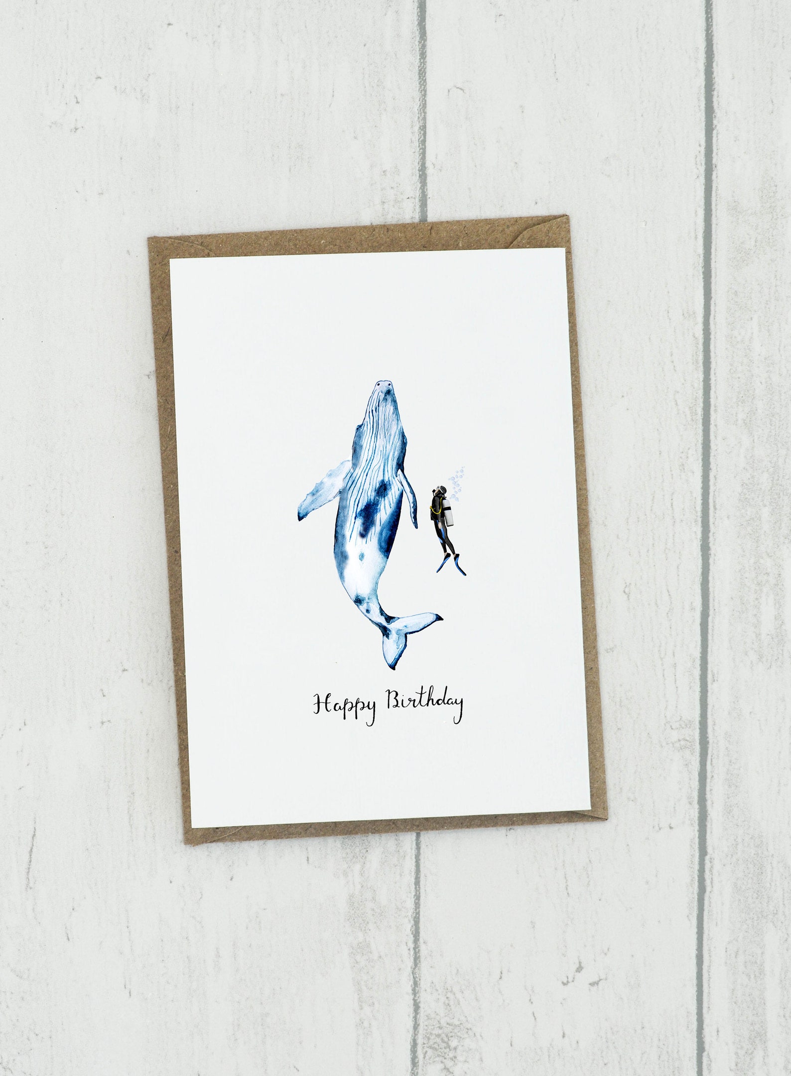 Whale Card, Diving Card, Scuba Diving Card, Ocean Card, A6, Blank ...