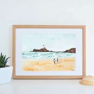 Surf print, Cornwall surf print, Surf art, Godrevy print, Watercolour painting A4/A5 image 3