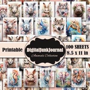 Big Bundle, Animals Junk Journal Paper, Digital Download, Animals Emphemera, Pet Junk Journal, Mixed Media, Pattern, Backing Papers