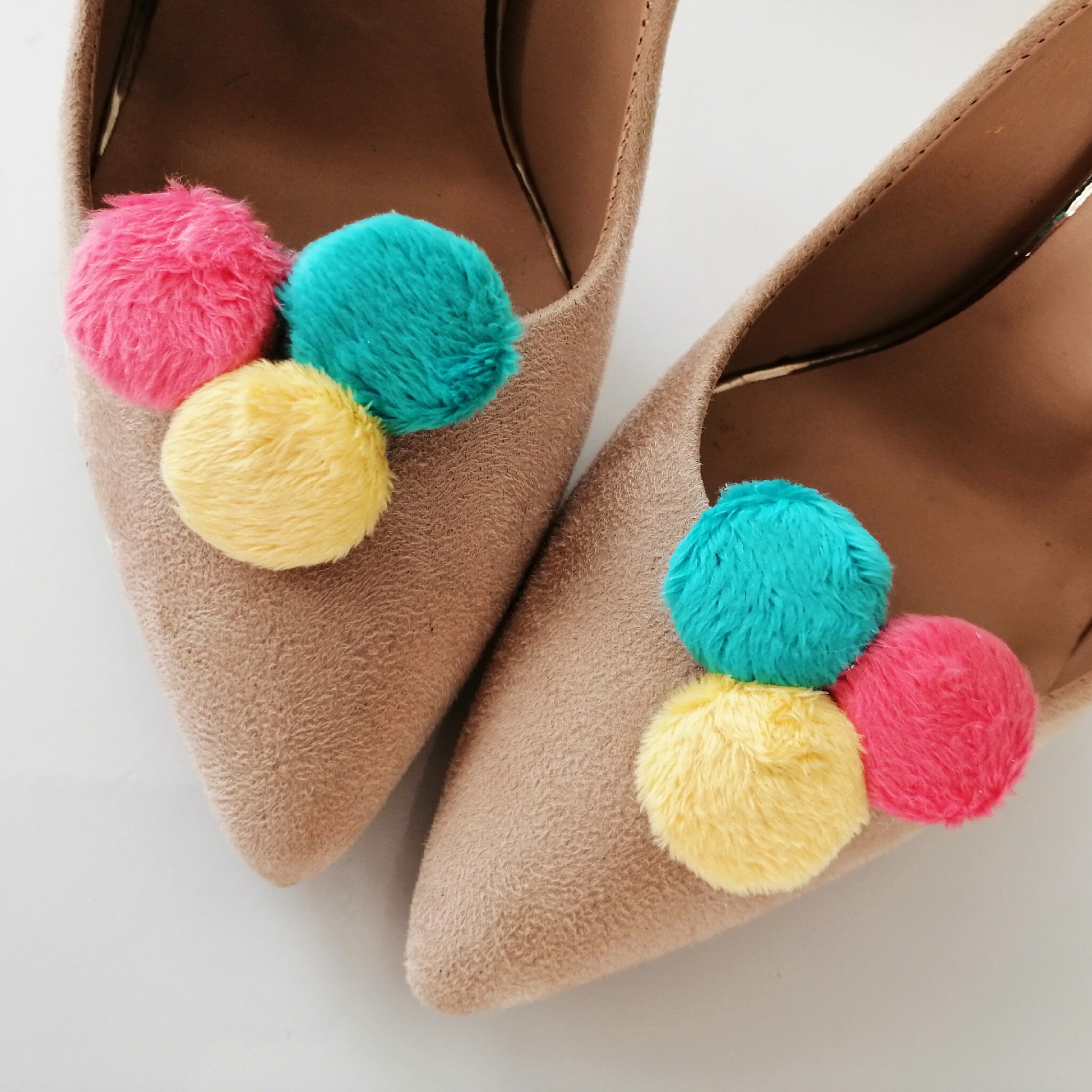 Minky pom poms shoe clips shoe accessories wedding shoe Etsy