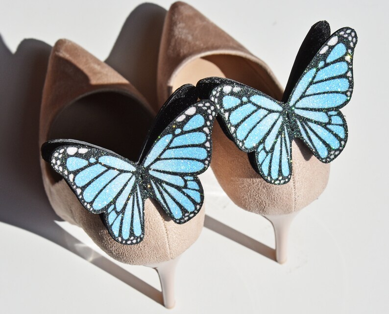 Pastel Blue ombre Butterfly shoe clips wedding glitter Etsy